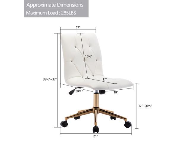 Swivel Height Adjustable Task Chair Armless PU Leather Tufted Office Chair