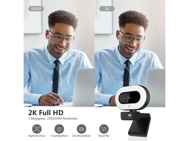 Z-EDGE ZW560S QHD 2K Stream Webcam Auto Focus Web Camera for PC/Desktop/Laptop, Built-in Stereo Sound & Noise Reduction Mic, Plug & Play, Touch...