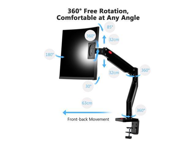 Z-EDGE MS05 Single Mount Stand Arm, Supports 22'- 40' monitors and 26 lbs, 360° Adjustable, 75x75mm/100x100mm,Clamp & Grommet Base