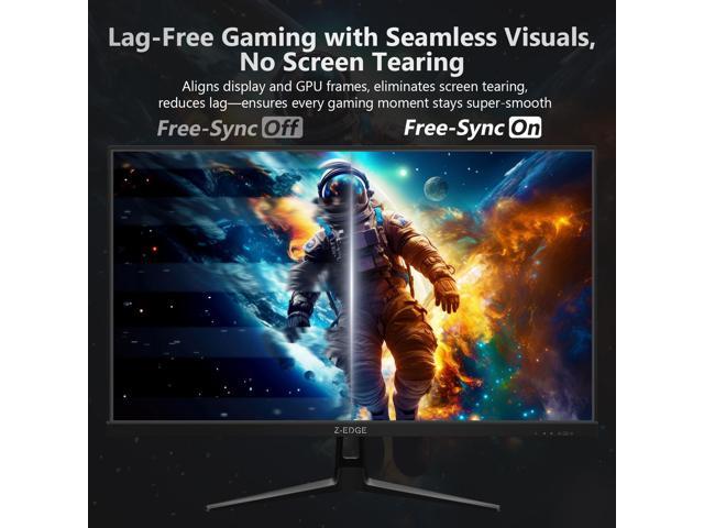 Z-EDGE UG27QF 27' 2K QHD 2560 x 1440 180Hz 1ms IPS Flat Panel Gaming Monitor, FreeSync Compatible, HDMI x 2, DP x 2, Eye-Care Technology