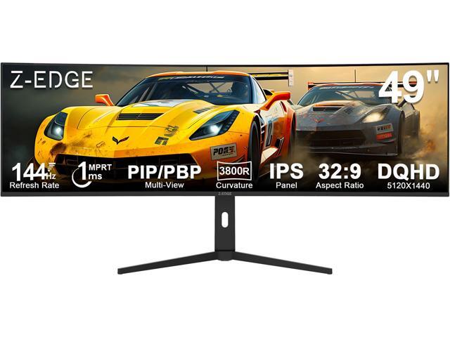 Z-EDGE 49' 32:9 DQHD 5120x1440 3800R Curved IPS Gaming Monitor, 144Hz 1ms, 400cd/m², 1.07B Colors (10bit), Height / Tilt / Rotate Adjustable