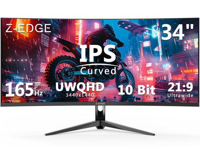 Z-EDGE UG34I-Black 34' Ultra Wide 21:9 WQHD 3440x1440 165Hz 1ms IPS Curved Gaming Monitor, 1.07B Display Colors (10 bit), HDMI2.0 x 2 / DP1.4 x 2