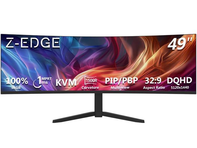 Z-EDGE 49 Inch 32:9 DQHD 5120x1440 1500R Curved Gaming Monitor, 165Hz 1ms 5K2K Ultra-Wide, Adjustable Stand, Built-in Speakers, VESA Mount,...