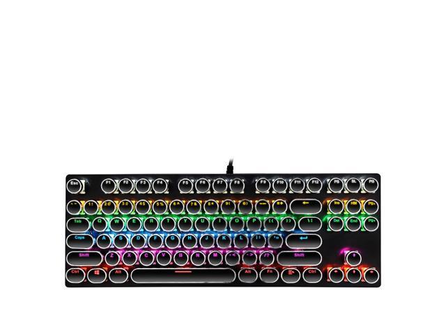 Retro punk mechanical keyboard professional gaming keyboard punk style keycap gaming keyboard 7-color switch, N key flip, Yellow backlight, multiple.