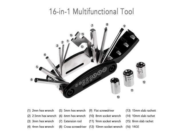 Bike Repair Tool Kits Bicycle Saddle Bag Cycling Seat Pack 16 in 1 Multi Function Repair Tool Kit