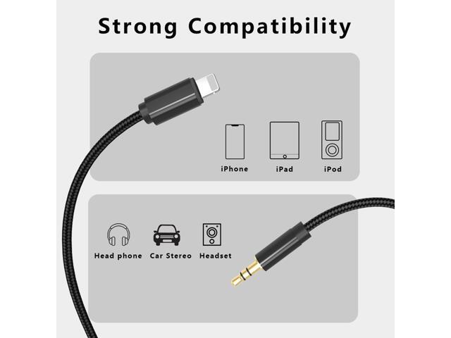 Aux Cord for Car 3.5mm Audio Stereo Cable Compatible with iPhone 8/12/XS/XR/X/i-Pad/iPod for Car/Home Stereo, Speaker, Headphone, Support All iOS...