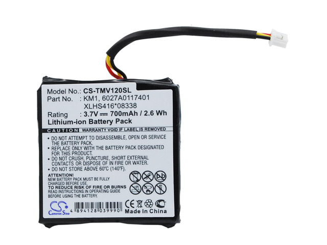 700mAh Battery for TomTom Via 120, 125, 1405TM, Live, Euro, 4EH44, KM1