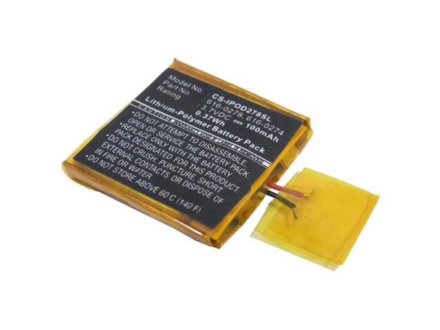 Battery for Apple iPOD Shuffle G2 1GB G3 616-0274 616-0278 MP3 Player 100mAh