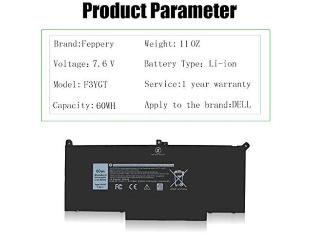 60Wh Latitude 7480 F3ygt Laptop Battery For Dell Latitude 7480 7490 7280 7290 7380 P29s002 P73g002 Dm3wc 0Dm3wc Dm6wc 2X39g Kg7vf 451-Bbye 453-Bbcf...