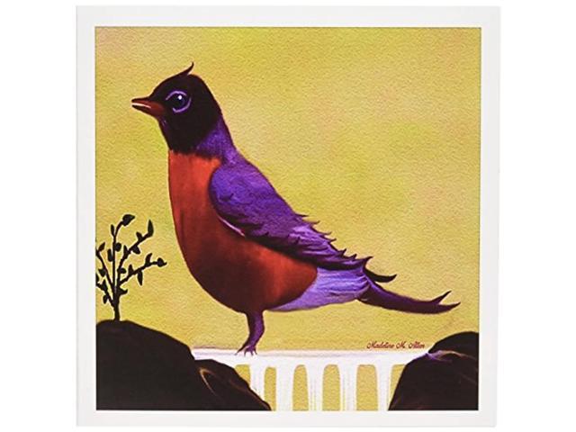 Robin Redbreast Parched On A Fence - Bird Art - Greeting Cards, 6 X 6 Inches, Set Of 6 (Gc 6571 1) (100395041883 Office Supplies) photo