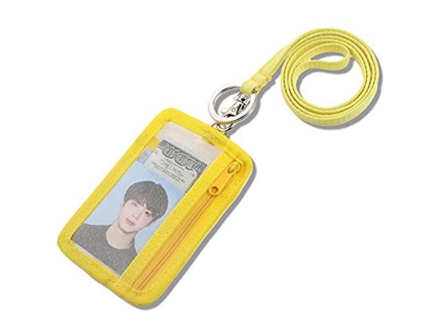 Transparent Zip Coin Purse With Lanyard Flash Powder Wallet, Zip Id Case With Lanyard (Yellow) (100393432829 Office Supplies) photo