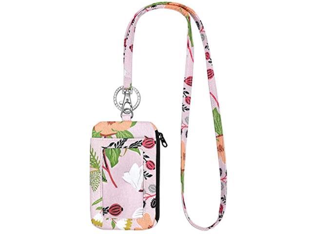 Zip Id Case Lanyard Wallet, Fashion Lanyard With Id Holder Wallet, Cute Cotton Purse With Lanyard, Pink Spring (100392023783 Office Supplies) photo