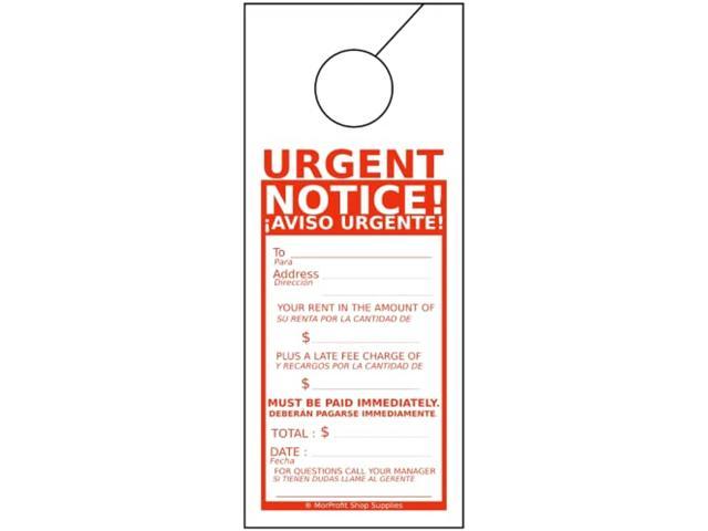 Rent Past Due Door Hanger Tags - Bilingual English And Spanish For Property Management Rentals Apartments (100 Pack) (100392009152 Office Supplies) photo