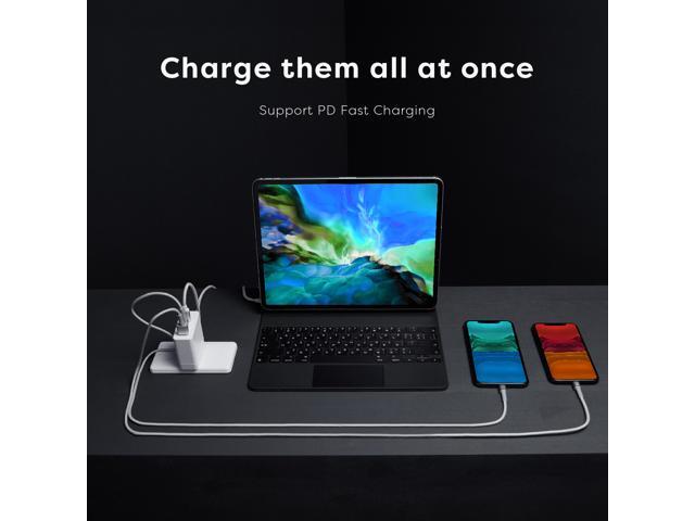 PQI 65W GaN Wall Charger - 65 Watt USB C PD Fast Power Adapter - Type C Laptop Charger Block - 3-Port Quick Charging Plug Compatible with Apple...
