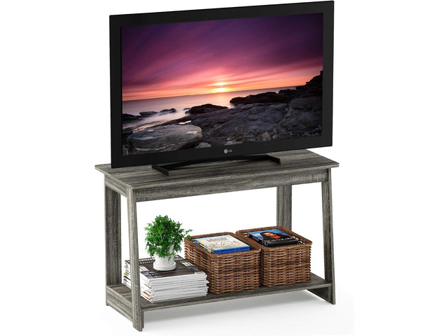 Furinno Beginning TV Stand, 2-Tier Rectangular Entertainment Center with Shelf, TV Console for TV up to 36 Inch, Open Back, for Living Room,...