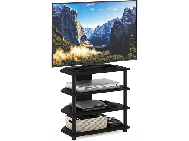 Furinno Turn-N-Tube Easy Assembly 4-Tier Petite Entertainment Center / TV Stand / TV Unit / TV Desk, Blackwood