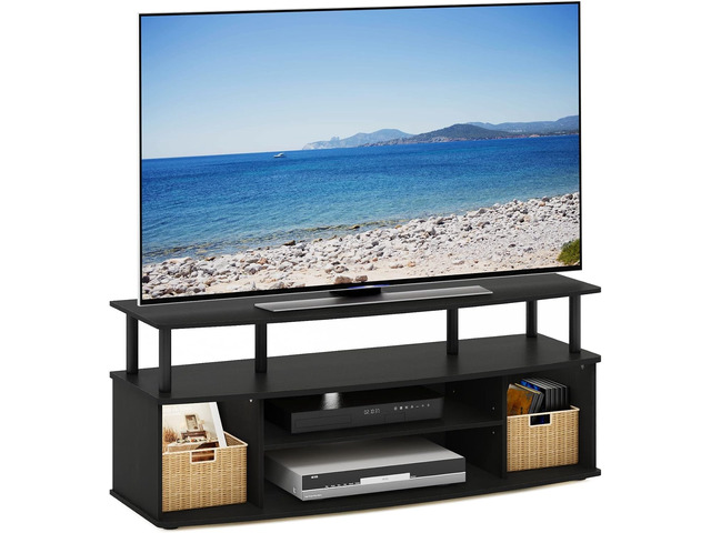 Furinno Jaya 4-Tier TV Stand for TV up to 55 Inch, Blackwood