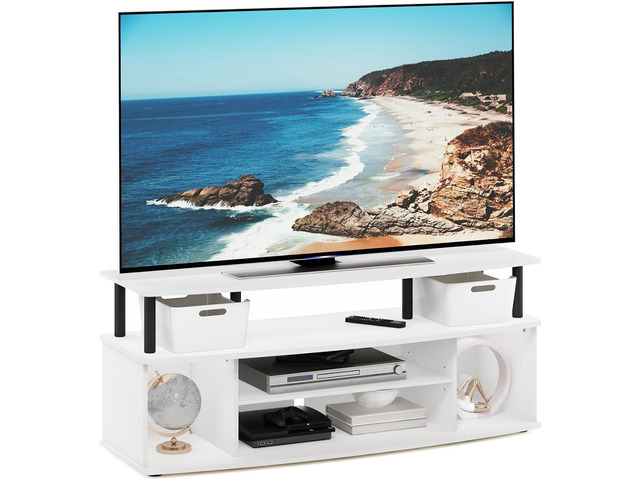 Furinno Jaya 4-Tier TV Stand for TV up to 55 Inch, White