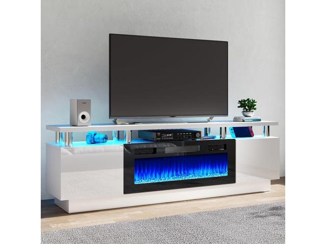 oneinmil Fireplace TV Stand with 36' Electric Fireplace,LED Light Entertainment Center,2 Tier TV Console Stand for TVs Up to 80',Fireplace for The...