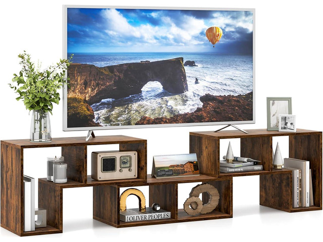 POWERSTONE TV Console Stand, 3 Pieces Combination Entertainment Center for 50 55 60 65 Inch TV, Modern Media Console Bookcase with Open Storage...