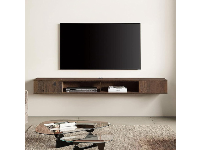 WAMPAT 70 Inch TV Stand with LED Lights, Brown