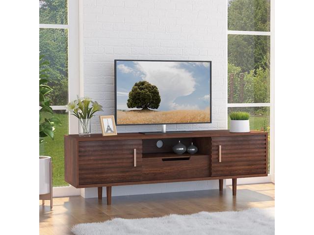 Alohappy Mid-Century Modern TV Stand for up to 60 Inch TVs, 59' Wood Entertainment Center TV Console Table with Storage Drawer and Open Shelves,...