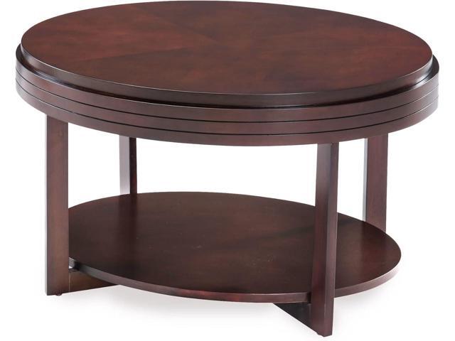 Leick Home 10109-CH Oval Small Coffee Table with Shelf, Chocolate Cherry