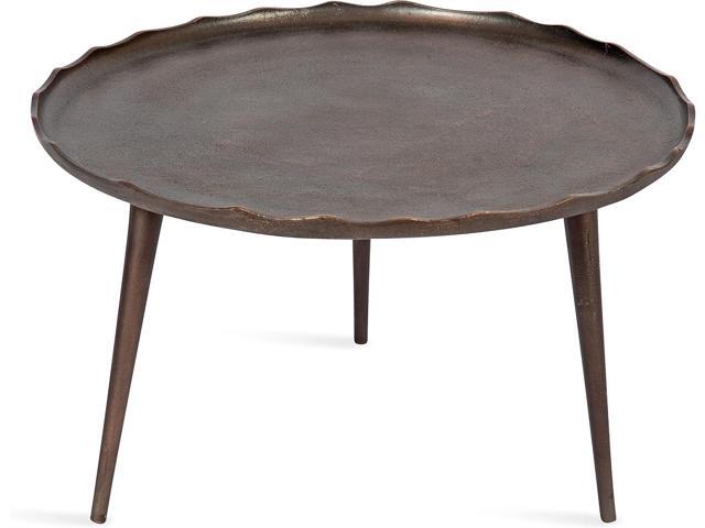 Kate and Laurel Alessia Modern Round Metal Coffee Table; 26 x 26 x 16; Bronze; Sand Cast Aluminum Coffee Table with Raised Deckled Edge for Storage...