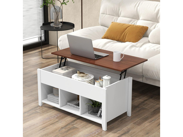 Casart Coffee Table with Hidden Storage Compartment, Display Shelves, Lift Tabletop for Living Room, Bedroom, Home & Office Furniture Retro Central...
