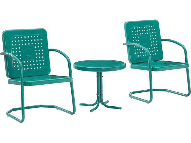 Crosley Furniture Bates 3-Piece Retro Metal Outdoor Patio Chair Set