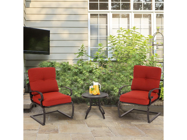 Incbruce Outdoor Furniture 3Pcs Patio Bistro Set, Springs Motion Chairs and Bistro Round Table Set, Metal Small Patio Conversation Set with...