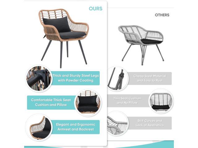 Verano Garden 5 Pieces Outdoor Wicker Conversation Chair Sets,Patio Conversation Set W/Coffee Table Ottomans Bistro Sets,Outdoor Furniture Chair...
