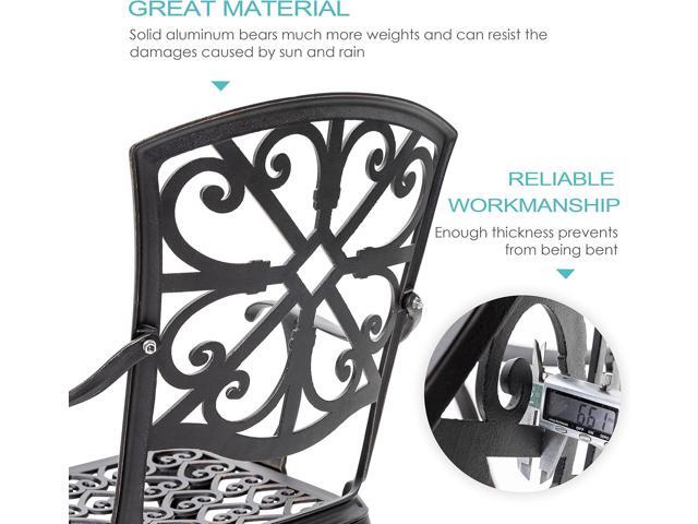 NUU GARDEN 3 Piece Outdoor Bistro Set Cast Aluminum Patio Set Bistro Table Set Rustproof Patio Table and Chairs with Umbrella Hole for Backyard,...