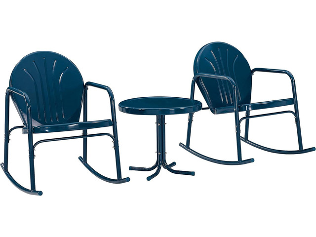 Crosley Furniture Griffith Retro Metal Outdoor 3-Piece Rocking Chair Set