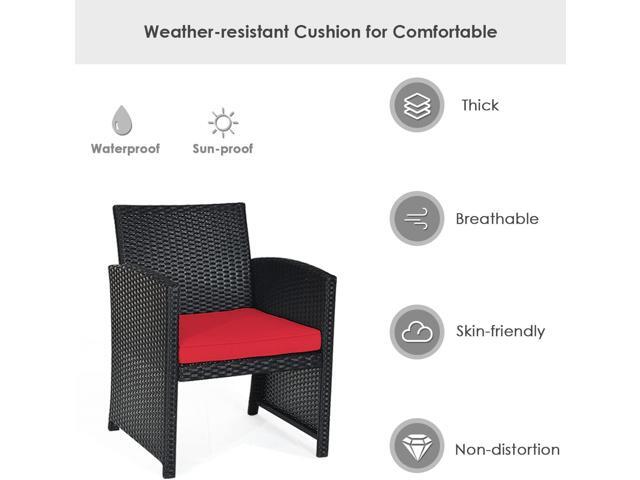 KOTEK 4 Pieces Patio Furniture Set, Outdoor Rattan Wicker Patio Conversation Set, Outdoor Rattan Sofa and Table Set w/Cushions & Tempered Glass...