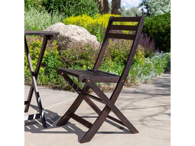 DTY Outdoor Living Twin Lakes 3-Piece Eucalyptus Café Bistro Set - Espresso, Square Table