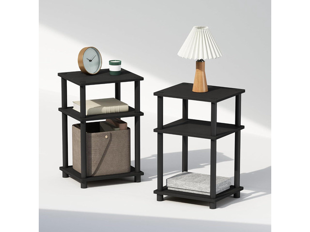 Furinno JUST Set of 2 Toolless 3-Tier Night Stand, Americano