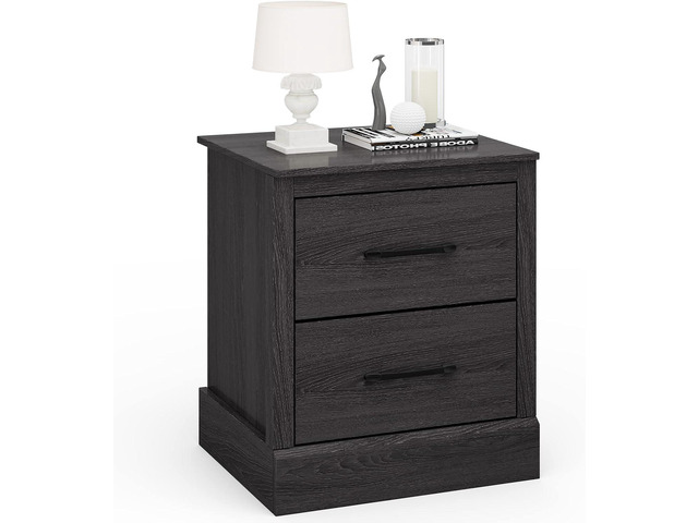 GIANTEX Farmhouse Nightstand, Wood Bedside Table with 2 Storage Drawers, Compact Floor Night Stand End Table, Accent Sofa Side Table for Bedroom,...