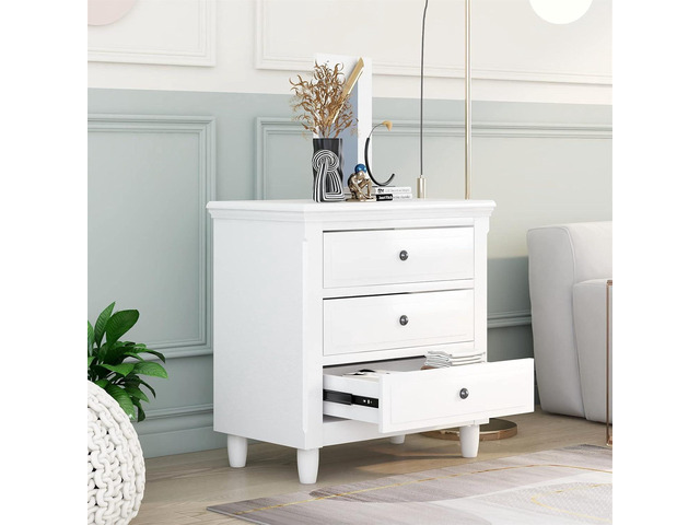 Bellemave 3-Drawer Nightstand WoodNightstand with 3 Drawer Small Chest of Drawers,Wood Bedside Table Cabinet,Solid Wood Oversized Nightstand for...