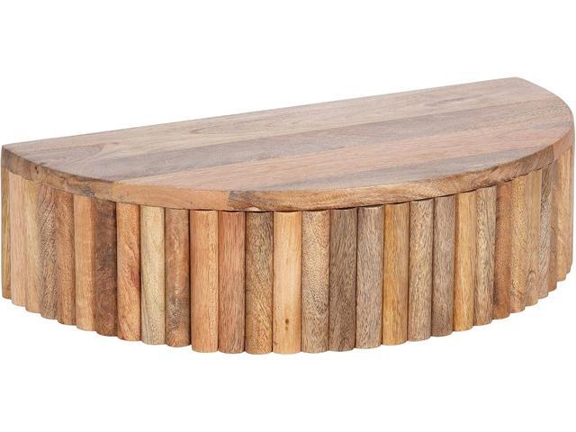 Kate and Laurel Reid Ribbed Wooden Floating Side Table; 20 x 11 x 6; Natural Brown; Modern Wood Floating Nightstand with Drawer for Extra Storage...