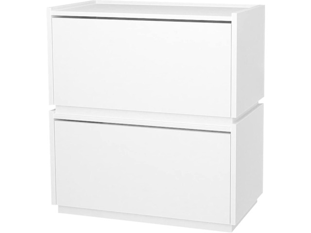 woodtalks Stackable Lift-up Door Cabinet Dresser, Set of 2 Storage Bins with Lids, Multi-Purpose Storage Closet Cube Dressers for Bedroom,...