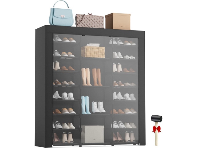 9-Tier Large Tall Shoe Rack with Covers 40-46 Pairs, Sneaker Rack Organizer Shoes Cabinet Closed Shelves Shoe Stand Holder for Garage...