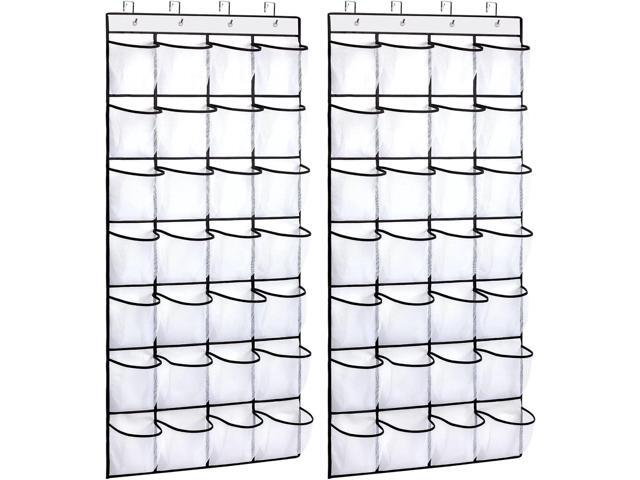 REGELETO 2 Pack 28 Pocket Over the Door Shoe Organizer, Hanging Shoe Rack for Door Large Capacity Shoe Organizer Holder with 4 Metal Hooks...