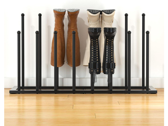 Urban Deco Free Standing Shoe Racks, Boot Organizer for Tall Boots, Black Metal Boot Rack Fit for 8 Pairs, Shoe Organizer for Dorm Room, Closet,...