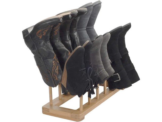 MobileVision Bamboo Boot Rack Free Standing Shoe Organizer, Holds 6 Pairs, Store Tall Knee-High, Hiking, Riding, Rain or Work Boots in closets,...