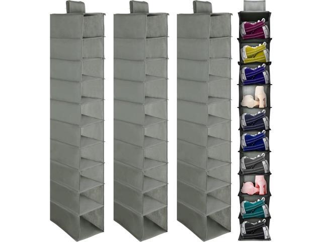 Kenning 4 Pack Hanging Shoe Shelves 10 Shelf Hanging Shoe Organizer Holder for Hats Purses Handbags Closet Space Saving