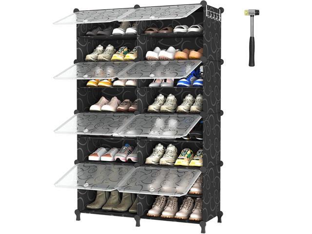 AWTATOS 8 Tiers Shoe Rack Organizer, 32 Pair Shoe Storage Cabinet, Black