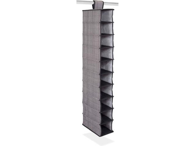 Internet's Best 10 Tier Hanging Shoe Organizer - Narrow Shelf Closet Shoe Rack - Footwear Storage - Grey
