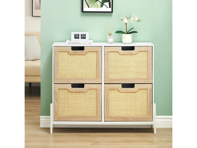 GAOMON Natural Rattan 4 Flip Door Shoe Rack Storage Cabinet, Shoe Cabinet Organizer Freestanding with 3-Tier Adjustable Shelves for Entryway,...