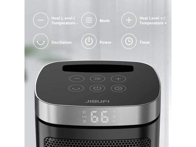 Small Portable Space Heater for Indoor Use - with 70°Rotating Feature, JIBUFI 1500W PTC Electric Heater, Rapid and Safe Heating, Remote Control,...
